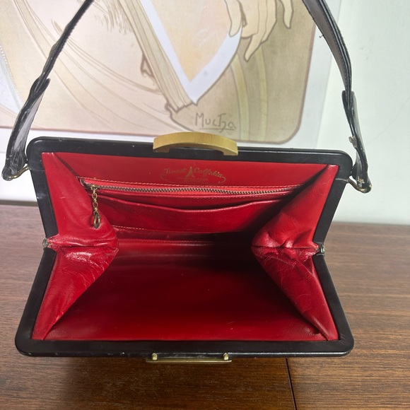 Vintage 1950’s Mid Century Calfskin Leather Made in France Wrist Purse Handbag - Picture 3 of 12